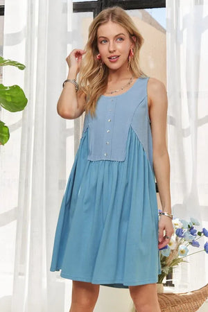 New Summer Decorative Button Sleeveless Babydoll Dress For Women – Flowy & Feminine, Trendy, Stylish, Fashionable, Summer Dress