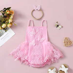 Girls' Butterfly Lace Yarn Princess Dress Headdress