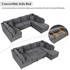 Oversized Sectional Sofa U-Shaped Sofa Couch Pull-Out Sofa Bed With Two Throw Pillows For Living Room by Couch.com