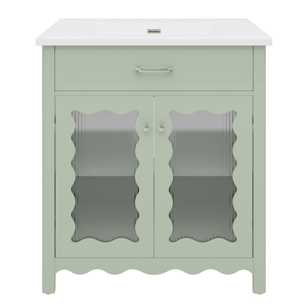 Modern Bathroom Vanity With Tempered Glass Doors