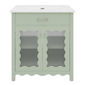 Modern Bathroom Vanity With Tempered Glass Doors