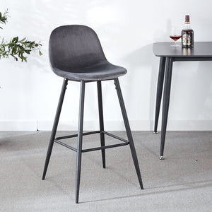 Bar Stool (Set of 2) Modern Counter Bar Height Chair With Back, Sturdy Metal Legs & Footrests, Island Stool For Kitchen Bar - Gray by Couch.com