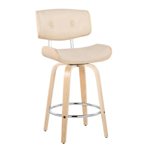 Lombardi - Mid Century Modern Fixed Height Counter Stool With Swivel With Round Footrest (Set of 2) by Couch.com