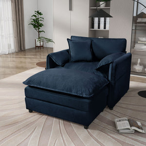 Oversized Chair With Movable Ottoman, Soft Upholstered Lounge Chair by Couch.com