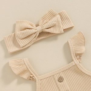 Girls' Sleeveless Jumpsuit Three-piece Suit