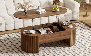 Couch.com Lift Top Coffee Table With Hidden Compartment, Partially Assembled Wooden Center Table, Modern Oval Lift Tabletop For Home Living Room Brown, with Storage, Durable Design, Modern Style by Couch.com