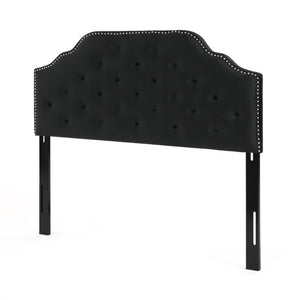 Charismatic Queen Size Headboard with Button Tufting and Nailhead Trim