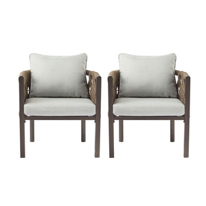2 Pieces Outdoor Metal Patio Club Chair with Cushions
