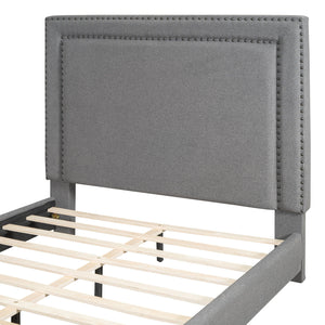Upholstered Bed With Slats Support, No Box Spring Needed by Couch.com
