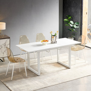 5 Pieces Dining Set, Table Metal Leg Mid-Century Dining Table For 4 - 6 People With MDF Table Top, Pedestal Dining Table, End Table Leisure Coffee Table - Brown White by Couch.com