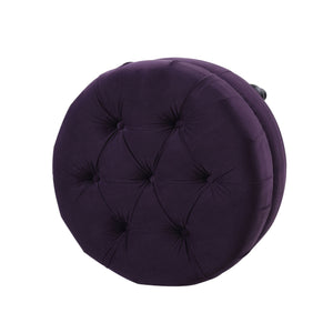 Dawn - Tufted Round Ottoman Nailhead Accents - Purple by Couch.com