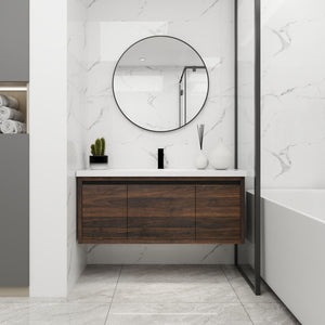 Floating Bathroom Vanity with Resin Sink and Soft-Close Doors