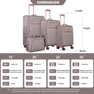 4 Piece Set, Softshell Suitcase Spinner Wheels Terylene Luggage Sets by Couch.com