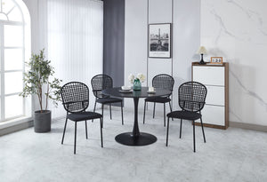 5 Pieces Dining Set, Table Metal Leg Mid-Century Dining Table For 4 - 6 People With MDF Table Top, Pedestal Dining Table, End Table Leisure Coffee Table - Black by Couch.com