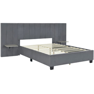 Upholstered Platform Bed With Big Headboard by Couch.com