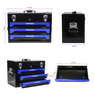 Portable 3 Drawer Steel Toolbox, 4 Layers Of Tools With Metal Latches, With Storage Tray And Carrying Handle by Couch.com