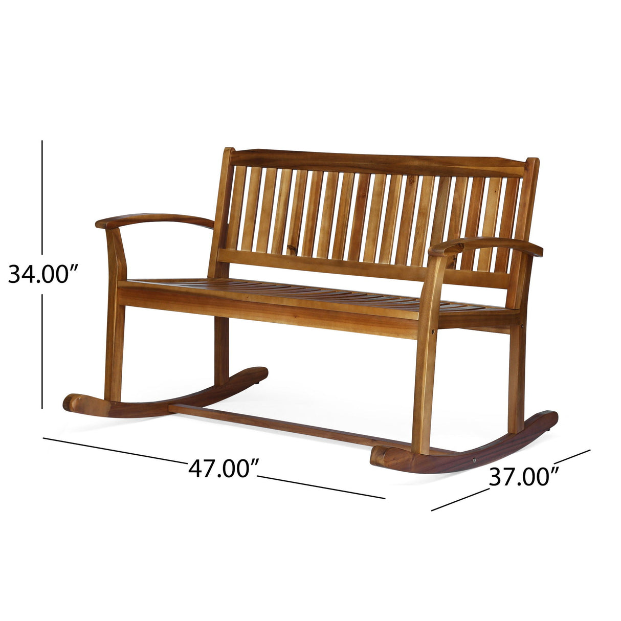 Outdoor Rocking Loveseat With Acacia Wood Frame - Natural by Couch.com