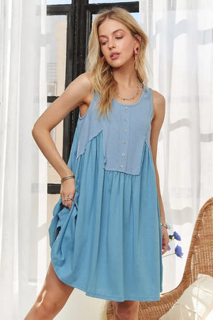 New Summer Decorative Button Sleeveless Babydoll Dress For Women – Flowy & Feminine, Trendy, Stylish, Fashionable, Summer Dress