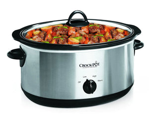 Crock-Pot 7 Quart Oval Manual Slow Cooker Stainless Steel (SCV700-S-BR) Versatile Cookware for Large Families or Entertaining