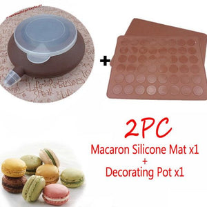 1-2pc/set Large Macaroon Kit Silicone Mat Non-Stick Baking Mold Set 48 Capacity Pot Cake Decorating Supplies Macaron Silicone Mat Non-Stick Silicone Macaron Reusable Baking Mold Set