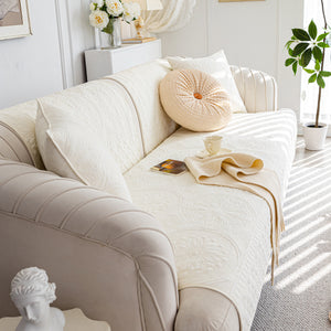 Cotton Quilted Sofa Cover, Non-Slip Couch Protector Fits Backrest, Seat & Armrest