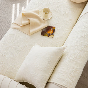 Cotton Quilted Sofa Cover, Non-Slip Couch Protector Fits Backrest, Seat & Armrest