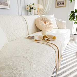 Cotton Quilted Sofa Cover, Non-Slip Couch Protector Fits Backrest, Seat & Armrest