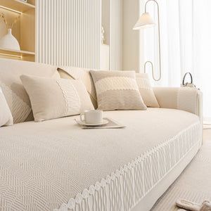 Herringbone Sofa Protector Cover, Non-Slip Couch Cover for Seat, Back & Arms
