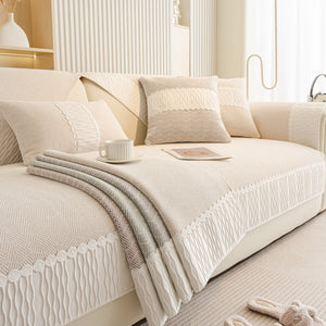Herringbone Sofa Protector Cover, Non-Slip Couch Cover for Seat, Back & Arms