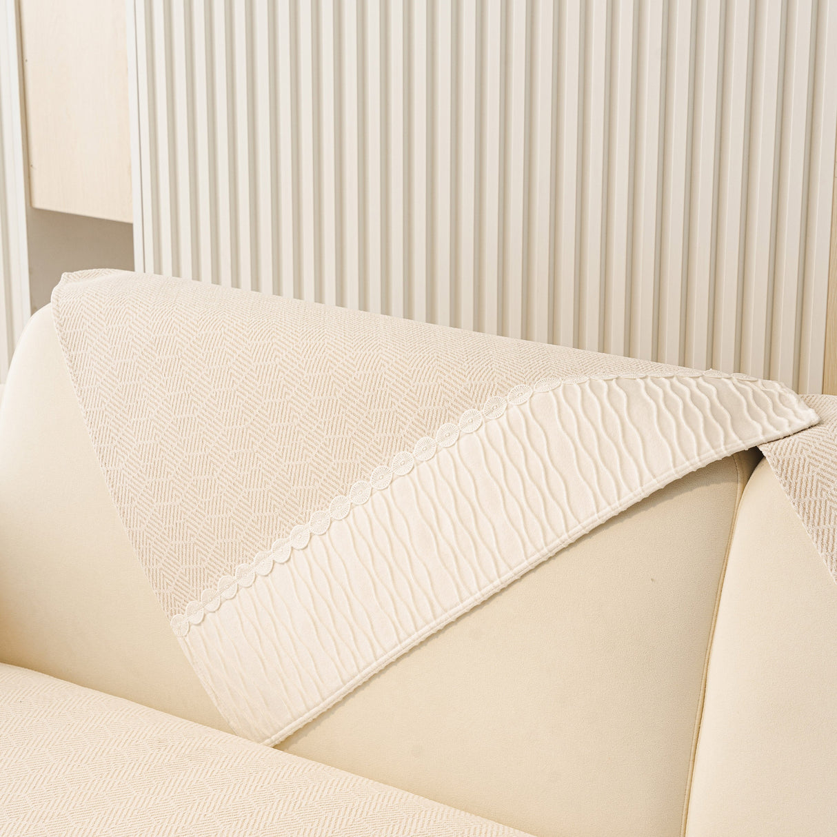 Herringbone Sofa Protector Cover, Non-Slip Couch Cover for Seat, Back & Arms