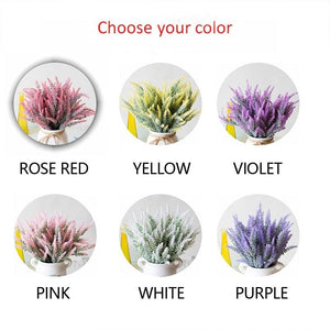 1 Bundle Artificial Lavender Fake Flowers Wedding Bouquet Home Kitchen Office Table Centerpieces Arrangements Decor