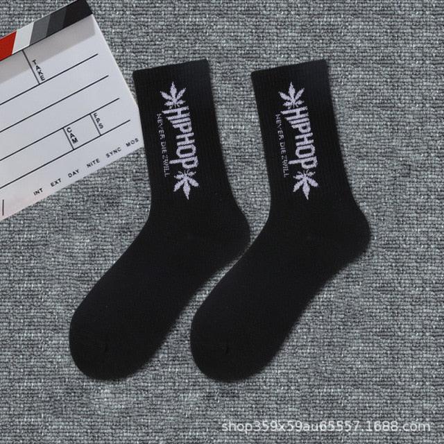 1 Pair Brand New Fashion Pure Cotton Black White Crew Unisex Socks Sports High Skateboard Blaze Street Wear Happy Long Warm Winter And Autumn Socks For Men And Women