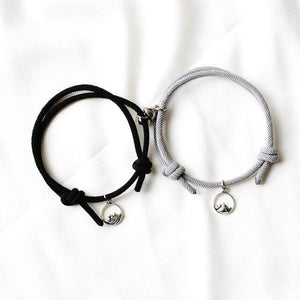 1 Pair Magnet Couple Bracelets Fashion Simple Solid Color Couple Bracelet Pendants Weaving Bracelet Adjustable Mutual Attraction Weave Rope Braided Charm Pendants Bracelet With Magnetic Bells Vows Of Eternal Love Bracelet For Women Men Gift