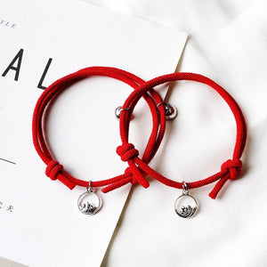 1 Pair Magnet Couple Bracelets Fashion Simple Solid Color Couple Bracelet Pendants Weaving Bracelet Adjustable Mutual Attraction Weave Rope Braided Charm Pendants Bracelet With Magnetic Bells Vows Of Eternal Love Bracelet For Women Men Gift