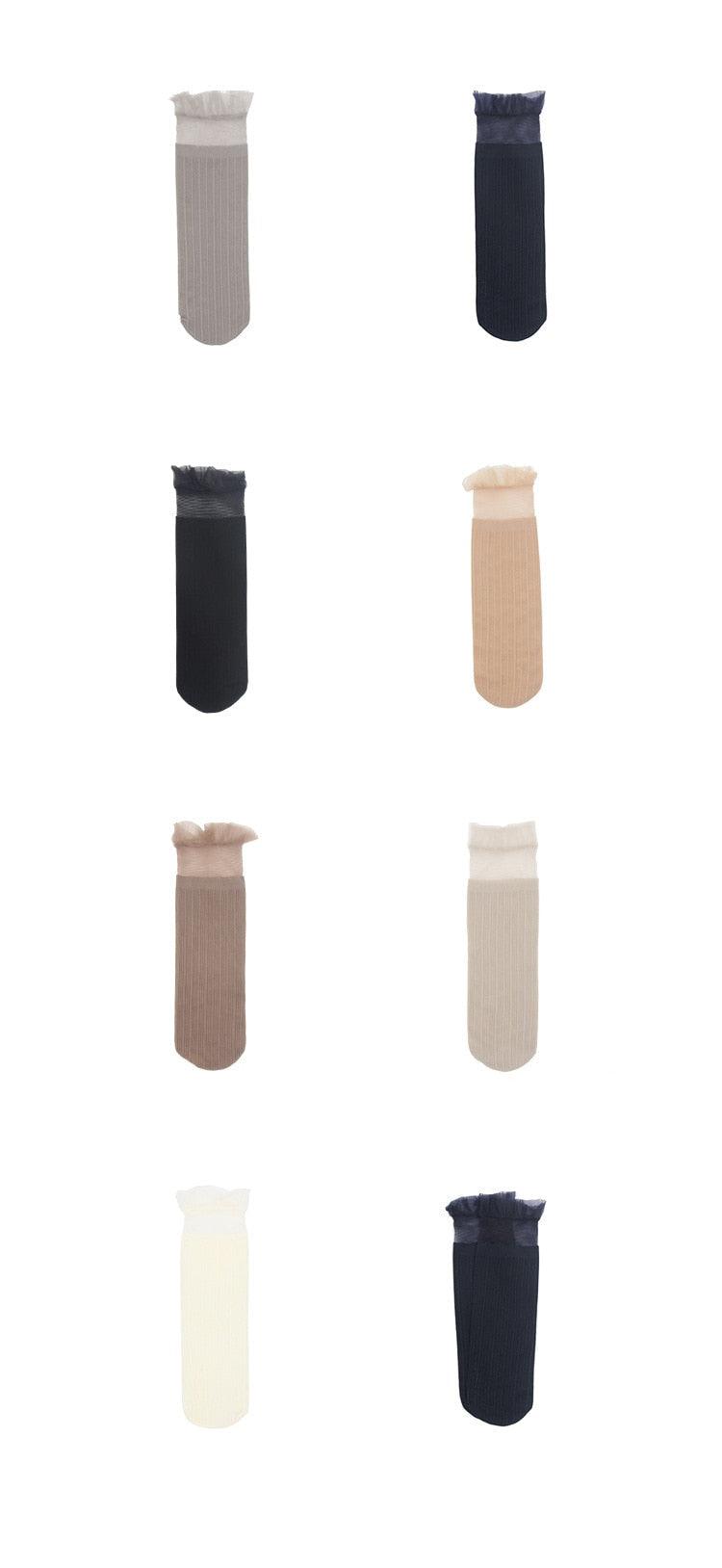 1 Pair Woman Socks Spring New Fashion Socks Solid Color Women Soft Cute Long Socks For Women Mesh Thin Socks High Quality Cotton Invisible Socks For Women