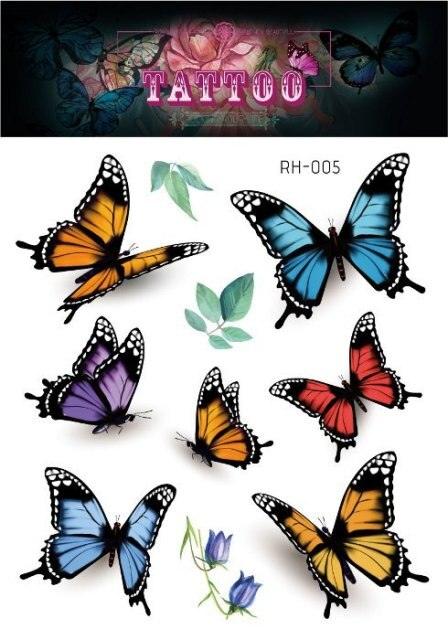 1 Pc Butterfly 3D Temporary Tattoo 52 Style Waterproof Butterfly Tattoos Stickers Temporary Colorful Design For Womens