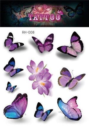 1 Pc Butterfly 3D Temporary Tattoo 52 Style Waterproof Butterfly Tattoos Stickers Temporary Colorful Design For Womens