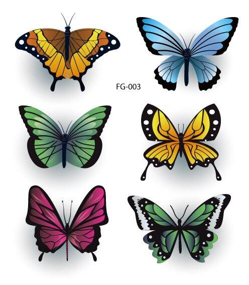 1 Pc Butterfly 3D Temporary Tattoo 52 Style Waterproof Butterfly Tattoos Stickers Temporary Colorful Design For Womens