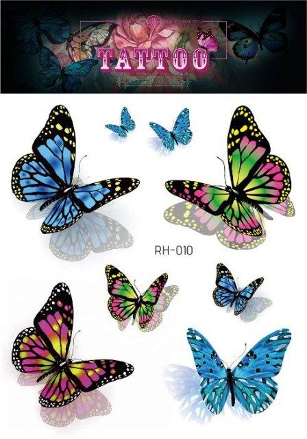 1 Pc Butterfly 3D Temporary Tattoo 52 Style Waterproof Butterfly Tattoos Stickers Temporary Colorful Design For Womens