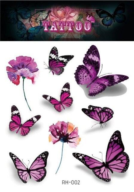 1 Pc Butterfly 3D Temporary Tattoo 52 Style Waterproof Butterfly Tattoos Stickers Temporary Colorful Design For Womens