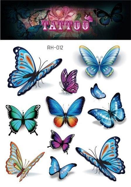 1 Pc Butterfly 3D Temporary Tattoo 52 Style Waterproof Butterfly Tattoos Stickers Temporary Colorful Design For Womens