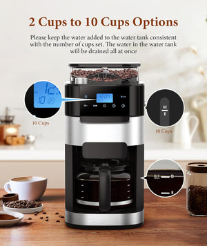 10-Cup Drip Coffee Maker with Built-In Grinde CM8025