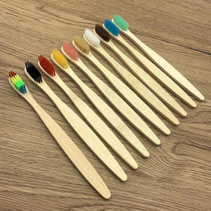 10 Pcs Natural Colorful Toothbrush Eco Friendly Soft Bamboo Toothbrush Bamboo Tooth Dental Oral Care Wood Tooth Brushes