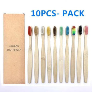 10 Pcs Natural Colorful Toothbrush Eco Friendly Soft Bamboo Toothbrush Bamboo Tooth Dental Oral Care Wood Tooth Brushes