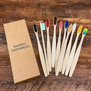 10 Pcs Natural Colorful Toothbrush Eco Friendly Soft Bamboo Toothbrush Bamboo Tooth Dental Oral Care Wood Tooth Brushes