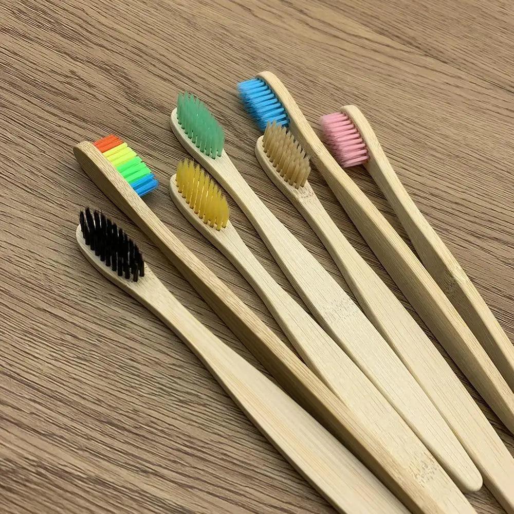 10 Pcs Natural Colorful Toothbrush Eco Friendly Soft Bamboo Toothbrush Bamboo Tooth Dental Oral Care Wood Tooth Brushes