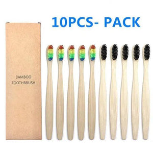 10 Pcs Natural Colorful Toothbrush Eco Friendly Soft Bamboo Toothbrush Bamboo Tooth Dental Oral Care Wood Tooth Brushes