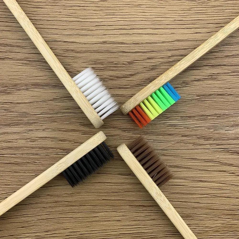 10 Pcs Natural Colorful Toothbrush Eco Friendly Soft Bamboo Toothbrush Bamboo Tooth Dental Oral Care Wood Tooth Brushes