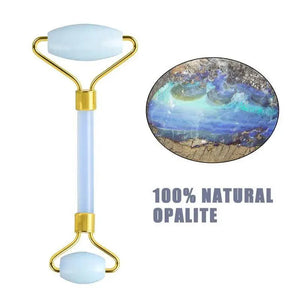100% Natural Opal Clear Blue Roller Guasha Set - Massage Beauty Tools for Skin Firming Natural Glow and Stress Relief