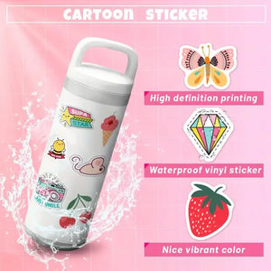 100-Pieces: VSCO Sticker Pack - Cute Cartoon Designs, Waterproof Vinyl Decals for Laptops, Water Bottles & Luggage
